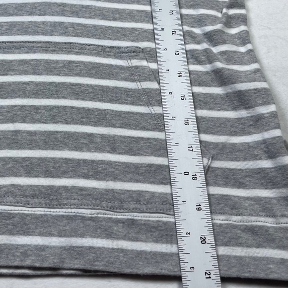 Lauren Ralph Lauren Striped Hoodie Pullover Henley Pocket Gray White Size S - Picture 9 of 11